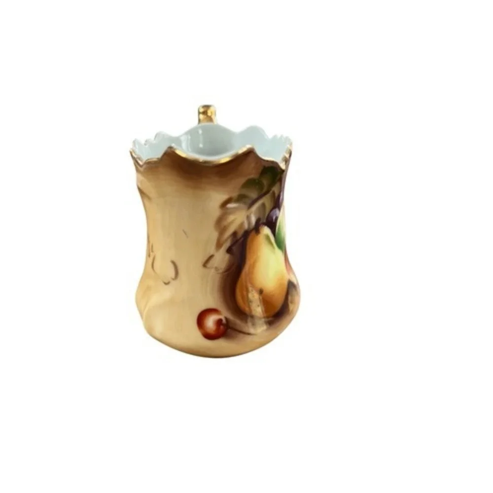 Vintage Lefton China Fruit Creamer Hand Painted Grapes Pear Peach Gold Trim